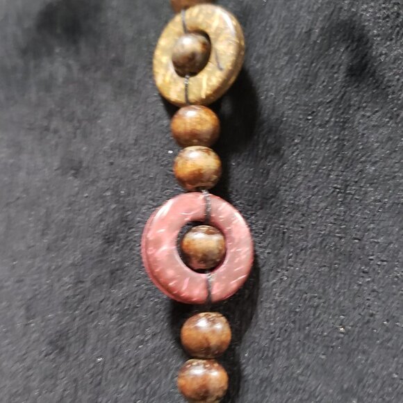 Vintage Bohemian Multicolor Wood Beaded Long Sweater Style Teardrop Necklace - Picture 6 of 10